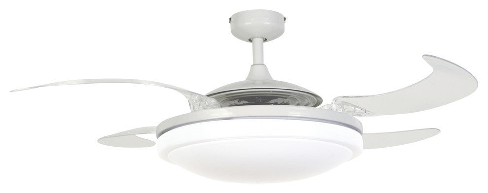Fanaway Evo2 Retractable 4-Blade Lighting Ceiling Fan, Brushed White