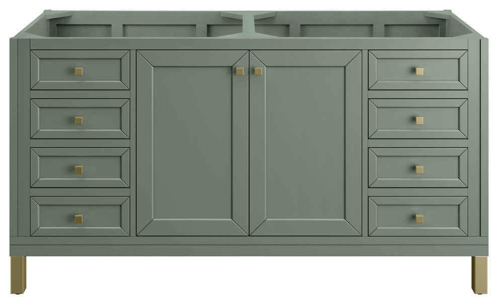 Chicago 60" Double Vanity, Smokey Celadon, No Top