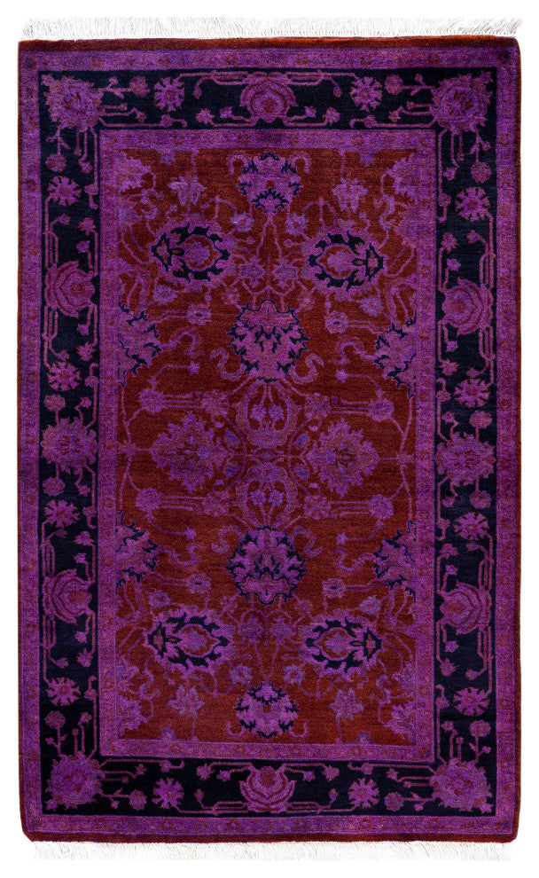 Overdyed One-of-a-Kind Hand-Knotted Area Rug Red, 2' 9" x 4' 4"