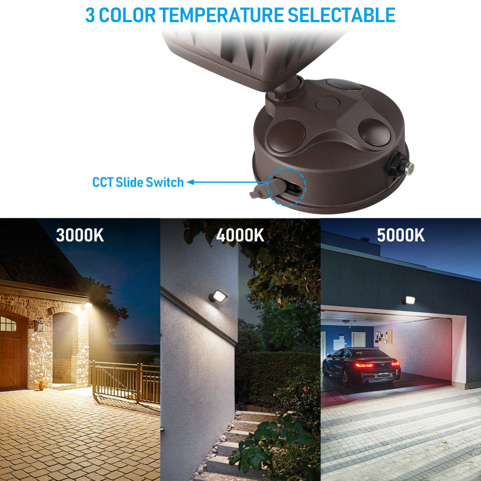 4 Pack LED 3CCT Security Spotlight Dusk to Dawn 3000K/4000K/5000K Selectable