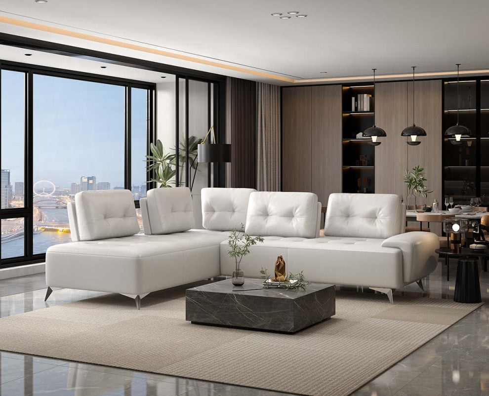 ACME Turano Sectional Sofa, Pearl White Leather