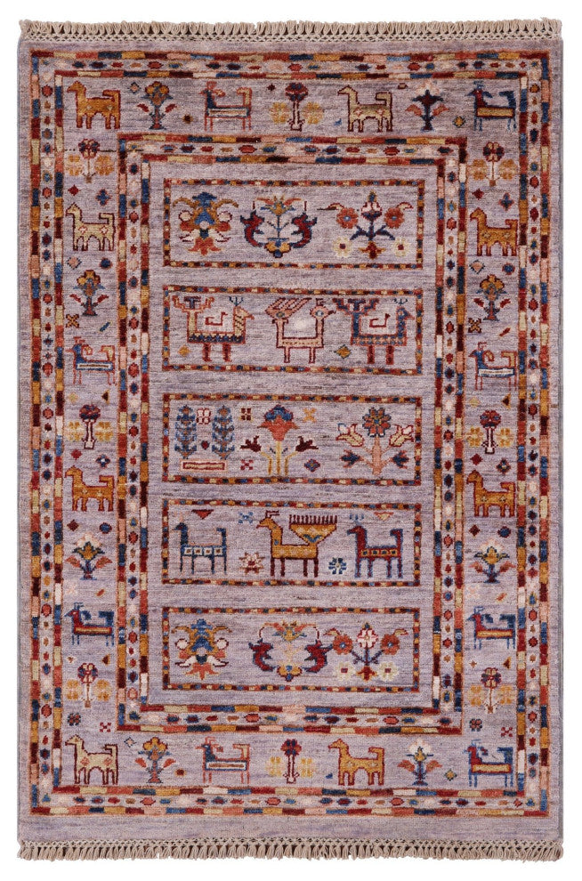 2' 8" X 3' 11" Handmade Tribal Persian Gabbeh Wool Rug Q8389