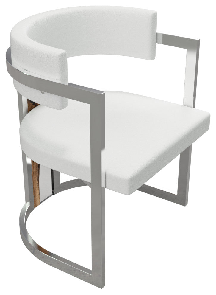 Matera Dining Chair, White Top and Chrome Base, 12 Pieces