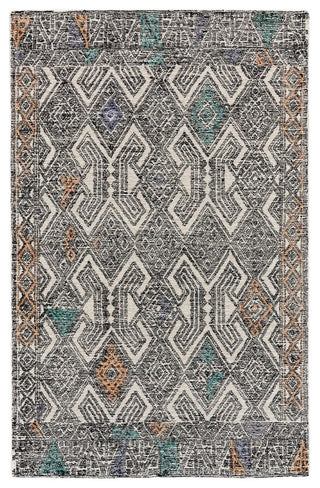 Weave & Wander Oria Rug, Black/Tangerine, 5'x8'