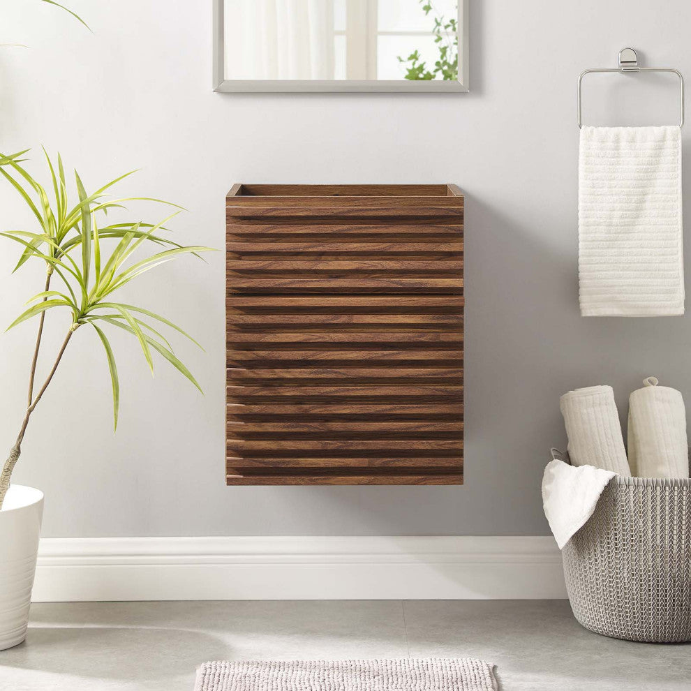 Render 18" Wall-Mount Bathroom Vanity Cabinet, Walnut