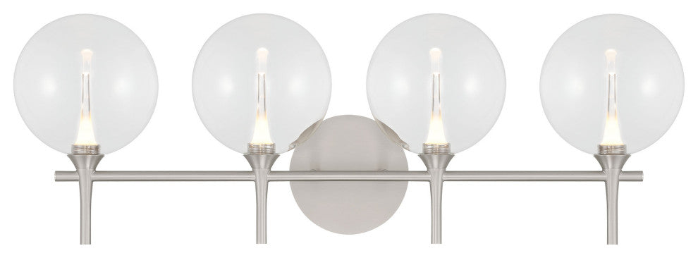 Iissa, Vanity, 4Lt, Satin Nickel, Clear Glass
