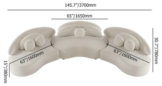 Modern 7-Seat Sofa Curved Sectional Modular Velvet Upholstered & Ottoman