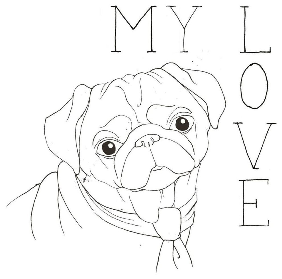 "Puppy Love Pug" Digital Paper Print by Elyse DeNeige, 20"x20"