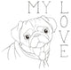 "Puppy Love Pug" Digital Paper Print by Elyse DeNeige, 20"x20"