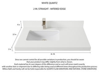 Santa Monica 36 Left Offset  Bath Vanity in Whitewashed Teak 2" White Quartz