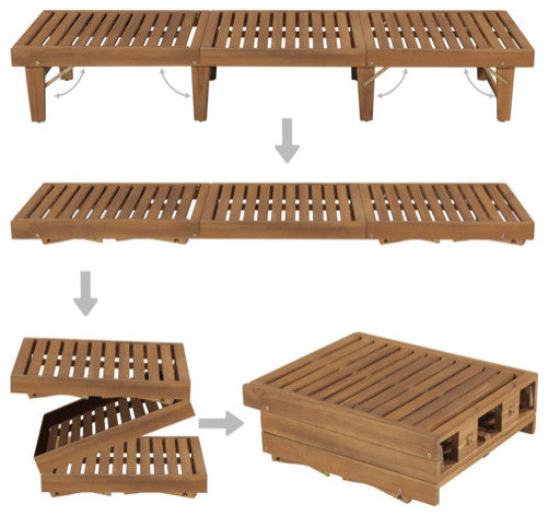 vidaXL Solid Wood Acacia Folding Sun Lounger with Cushion Patio Garden Seat