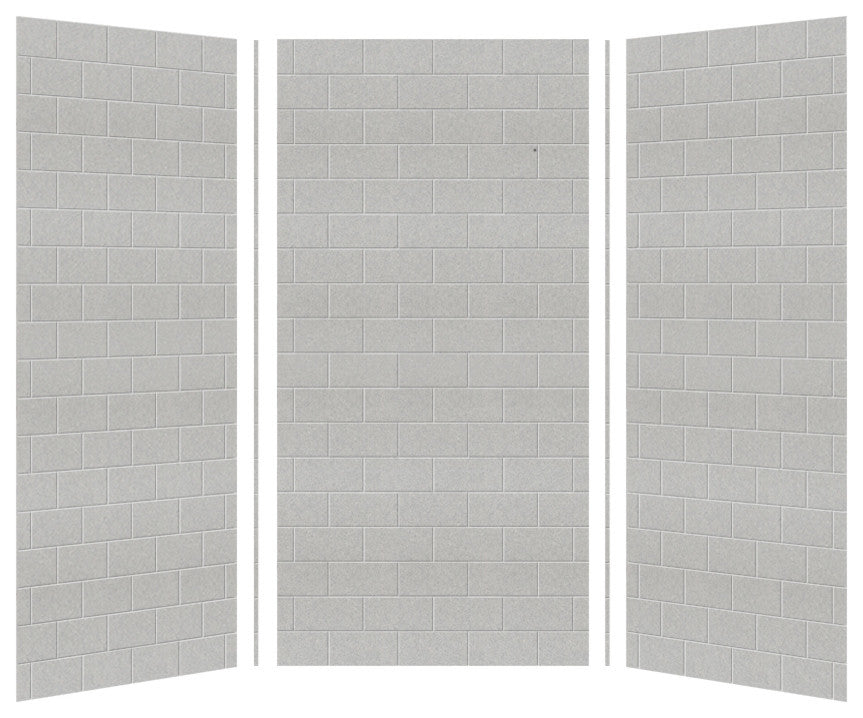 Transolid SaraMar 36"x36"x72" Glue to Wall 3-Piece Shower Wall Kit, Grey Beach