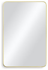 Shatterproof Wall Mount Metal Frame Mirror, FM2, Brushed Gold, 24"x36"