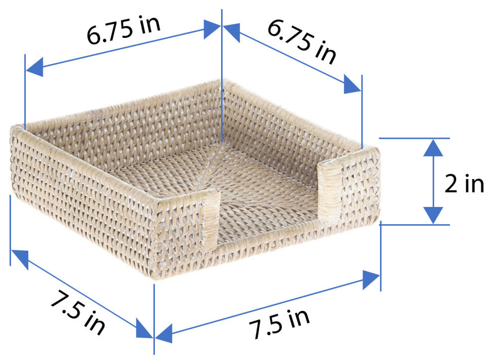 La Jolla Rattan Luncheon Paper Napkin Holder, White-Wash