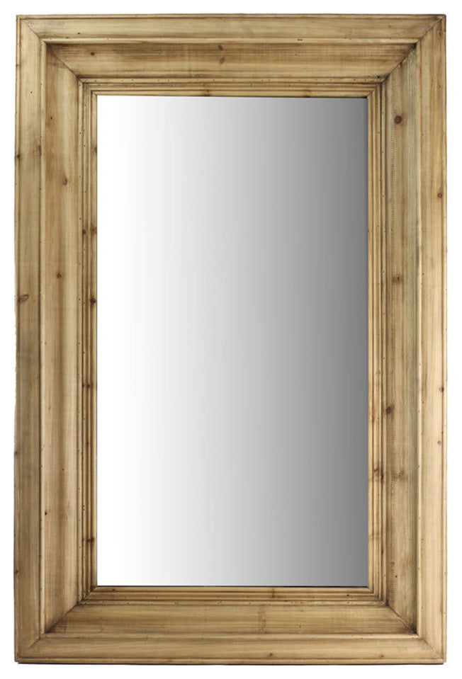 Large Rectangular Waxed Pine Mirror