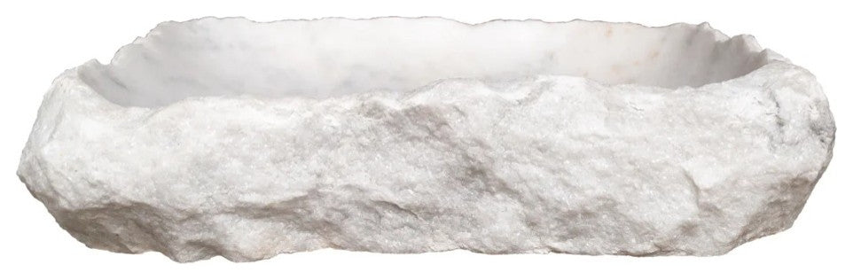 Carrara Marble Rustic Vessel Sink Polished&Hand Chiseled  (W)16" (L)22" (H)5"