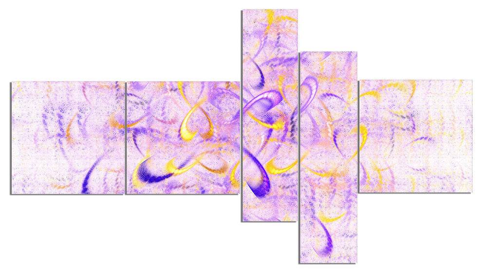 Light Purple Watercolor Fractal Art, Abstract Art on Canvas, 60"x32", 5 panels