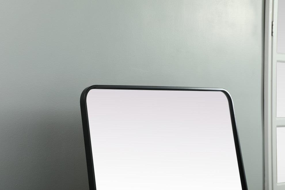 Soft Corner Metal Rectangle Full Length Mirror 32X72 Inch, Black