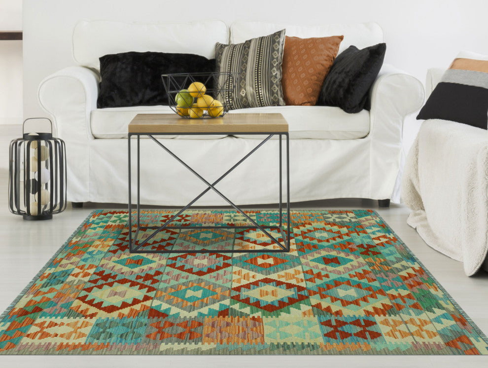 Sangat Kilim Askhat Rust/Gray Rug, 4'0x5'10