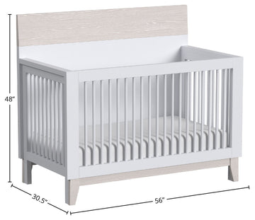 Rowan 56"W Wood Convertible Crib, Ash Linen