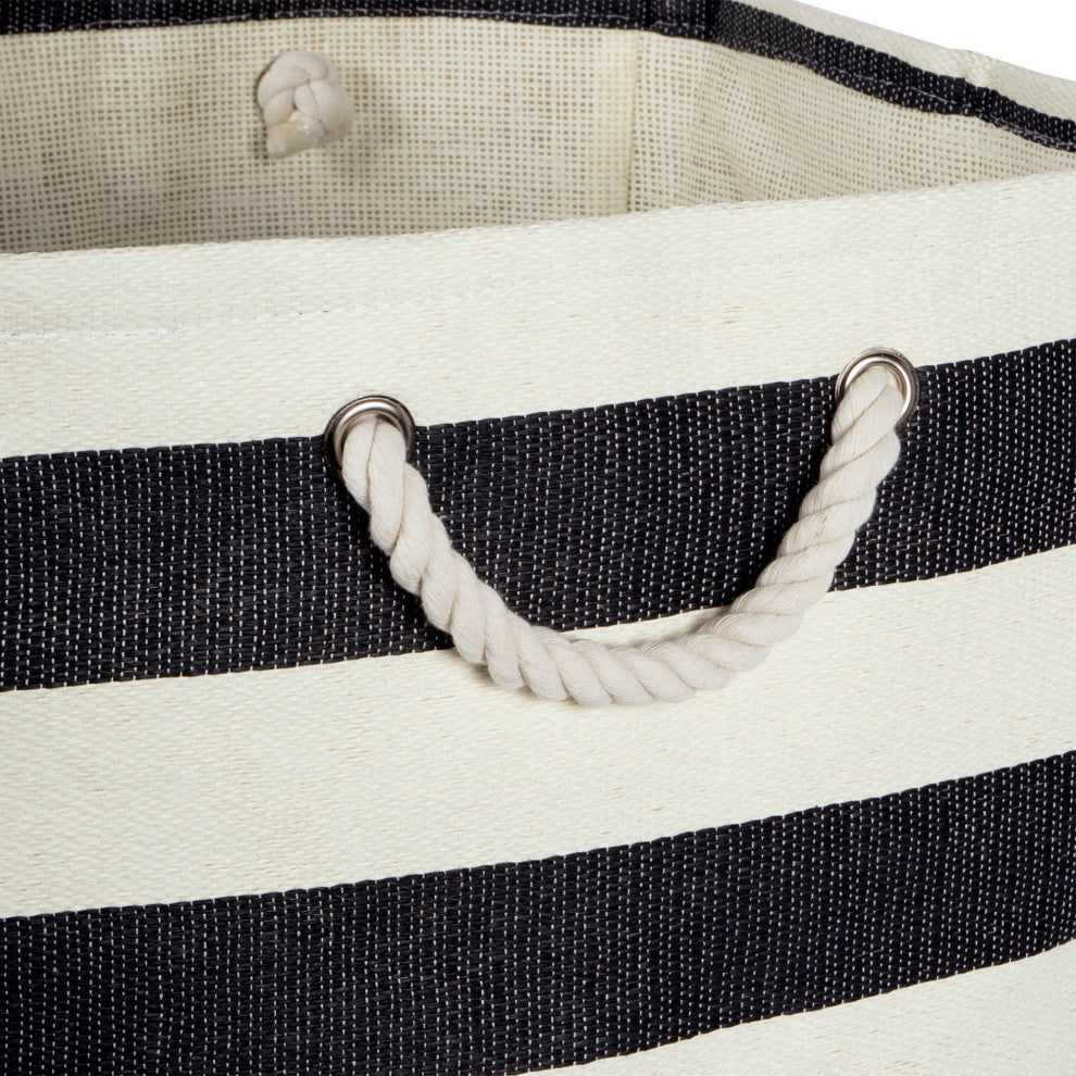 Paper Bin Stripe Black Rectangle Medium 15"x10"x12"