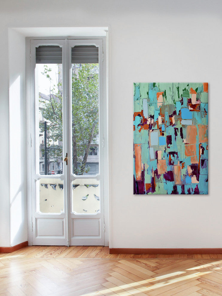 "Plunging" Painting Print on Wrapped Canvas, 12"x18"