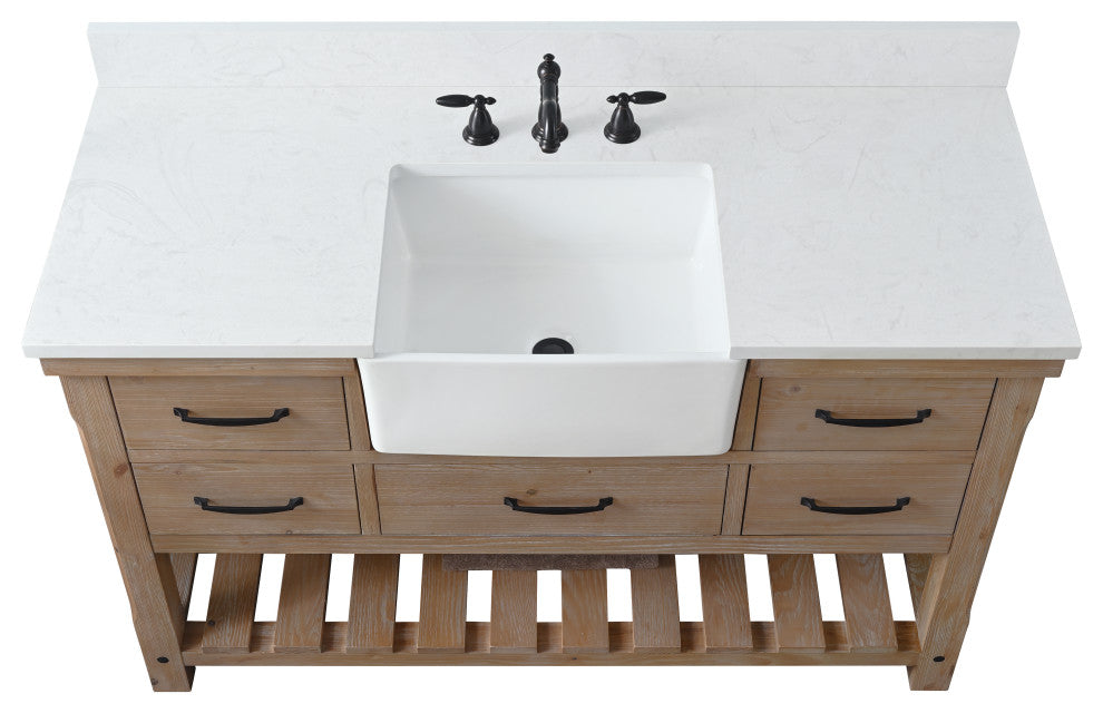 Wesley 54" Bathroom Vanity, Weathered Natural