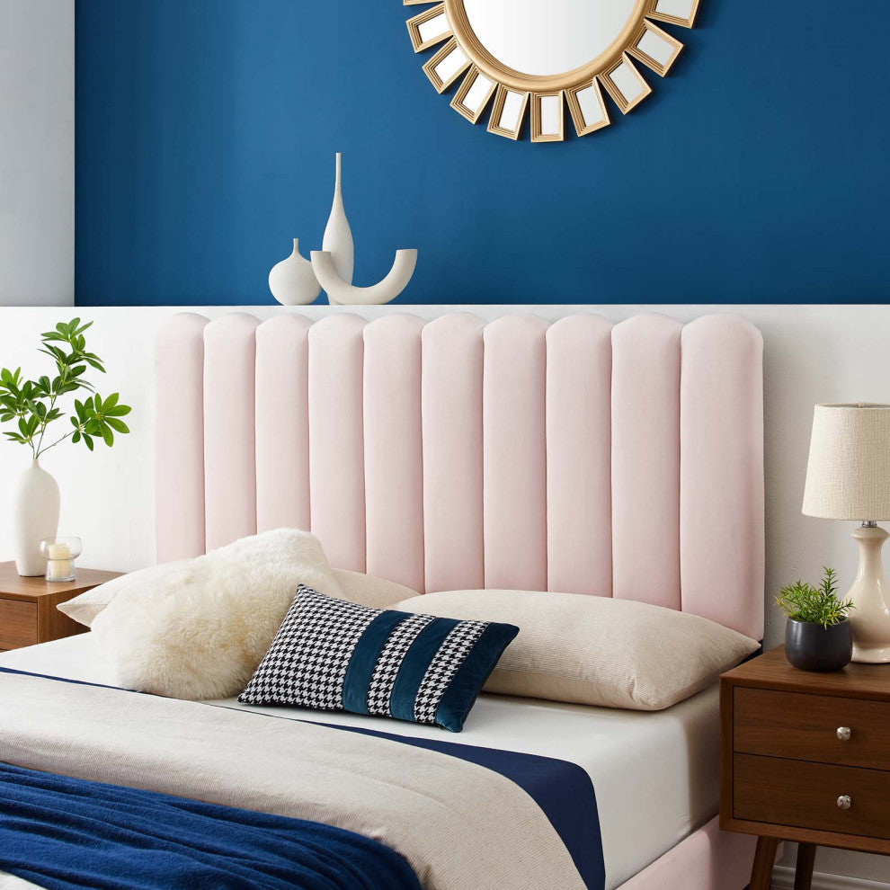 Headboard, Twin Size, Velvet, Pink, Modern Contemporary, Bedroom Master Suite