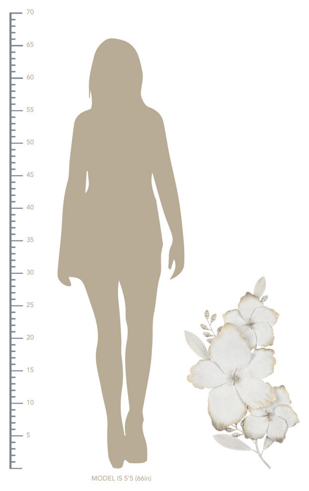 White and Gold Full Bloom Metal Flower Wall Decor