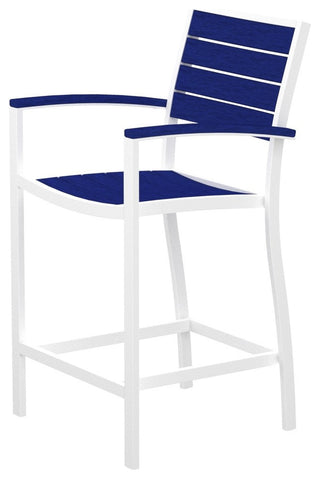 Euro Counter Arm Chair, Satin White, Pacific Blue