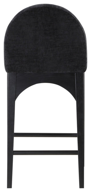 Waldorf Chenille Upholstered Stool, Black, Chenille, Natural Finish, Black, Chenille Fabric, Black Finish