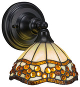 1-Light Wall Sconce, Matte Black/Roman Jewel Art