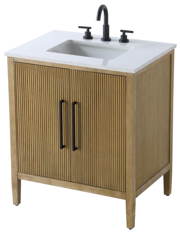 Home Living 30" Single Bathroom Vanity, Linen Oak