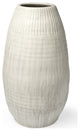 White Embossed Stripes Ceramic Vase