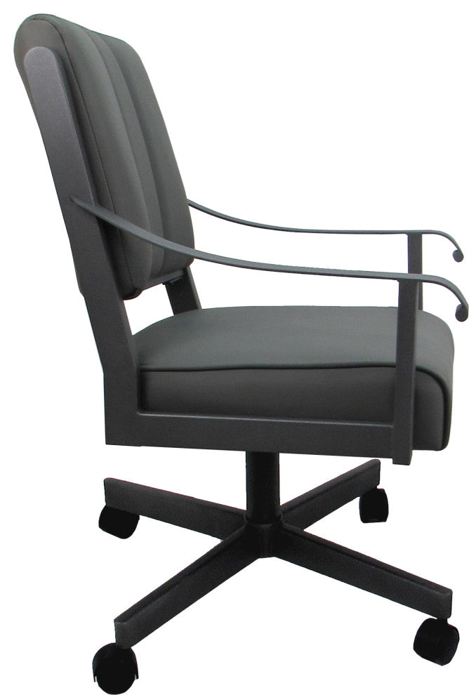 Leather Memphis Dining Caster Chair Swivel Tilt with Wheels, Gray Leather on Gray
