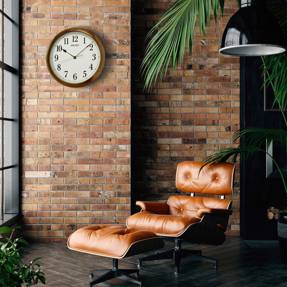 Seiko Clocks, 16" Numbered Wood Finish Wall Clock