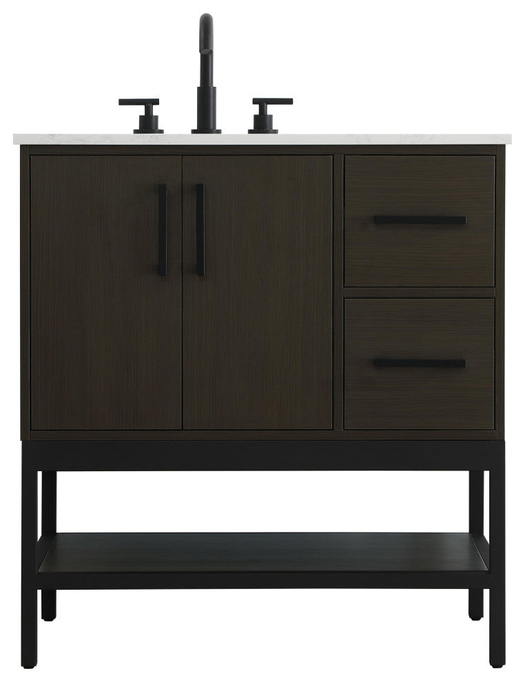 Home Living 32" Single Bathroom Vanity, Mocha Brown