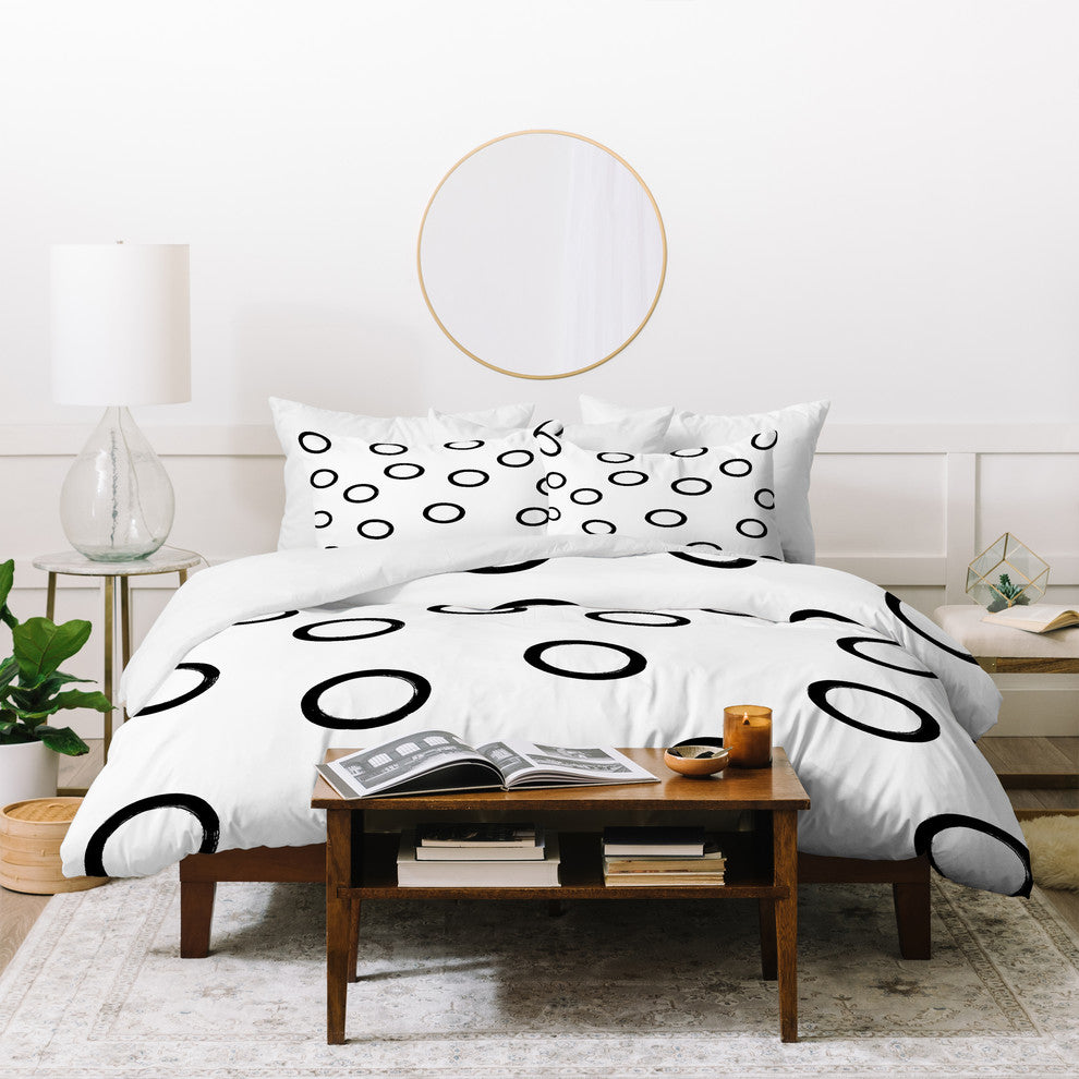Kelly Haines Monochrome Circles V2 Duvet Cover Set, Queen