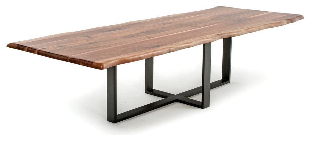 Contemporary Live Edge Dining Table, Black Walnut, 60x48x31