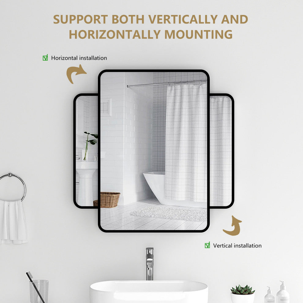 Framed Bathroom Mirror, Rectangular Mirror, Horizontal/Vertical, 30"x40