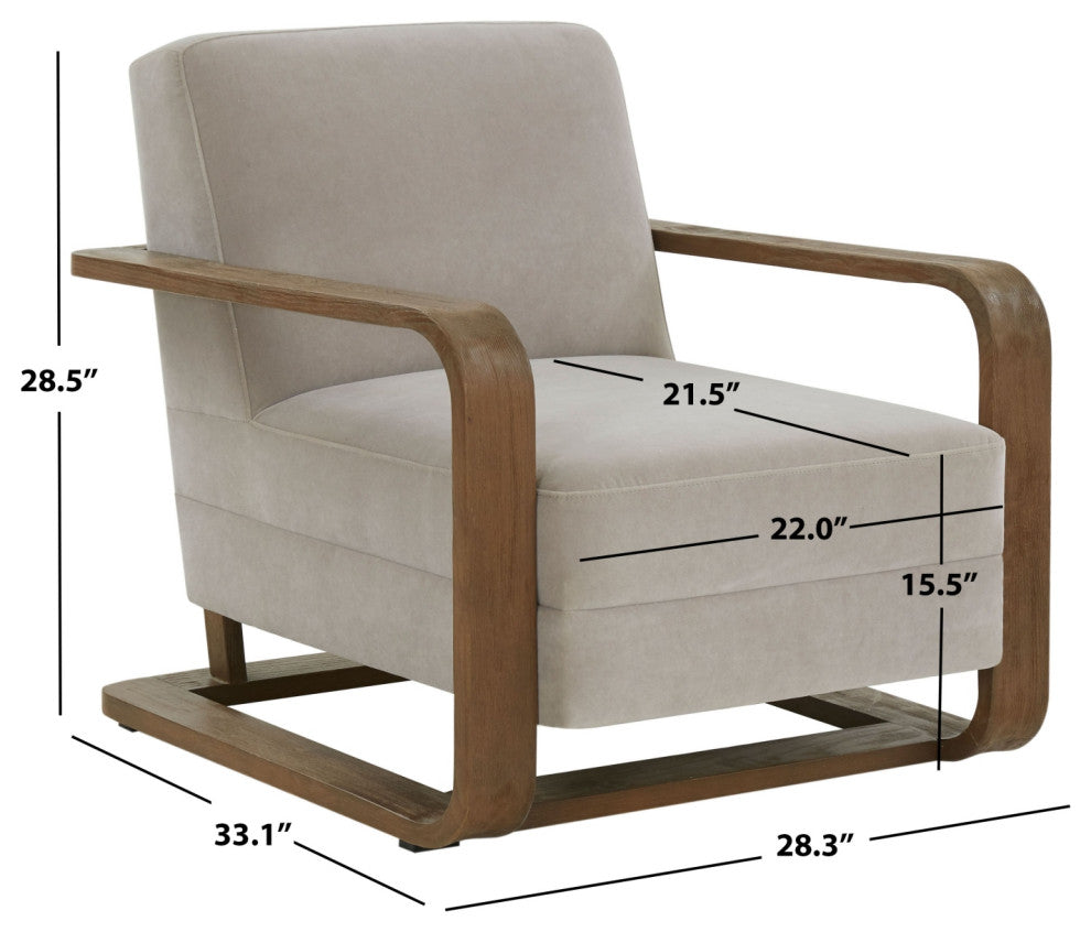 Safavieh Couture Jayshaw Wood Frame Accent Chair, Grey/Brown