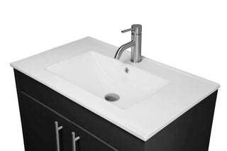 Pacific 30" Vanity With Integrated Ceramic Top and Brushed Nickel Handles, Black