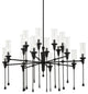 Chisel 16-Light Chandelier, Black Iron Frame, Clear Shade
