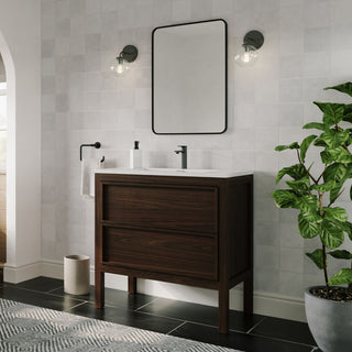 The Shiloh Bathroom Vanity, Dark Walnut, 36", Single Sink, Freestanding