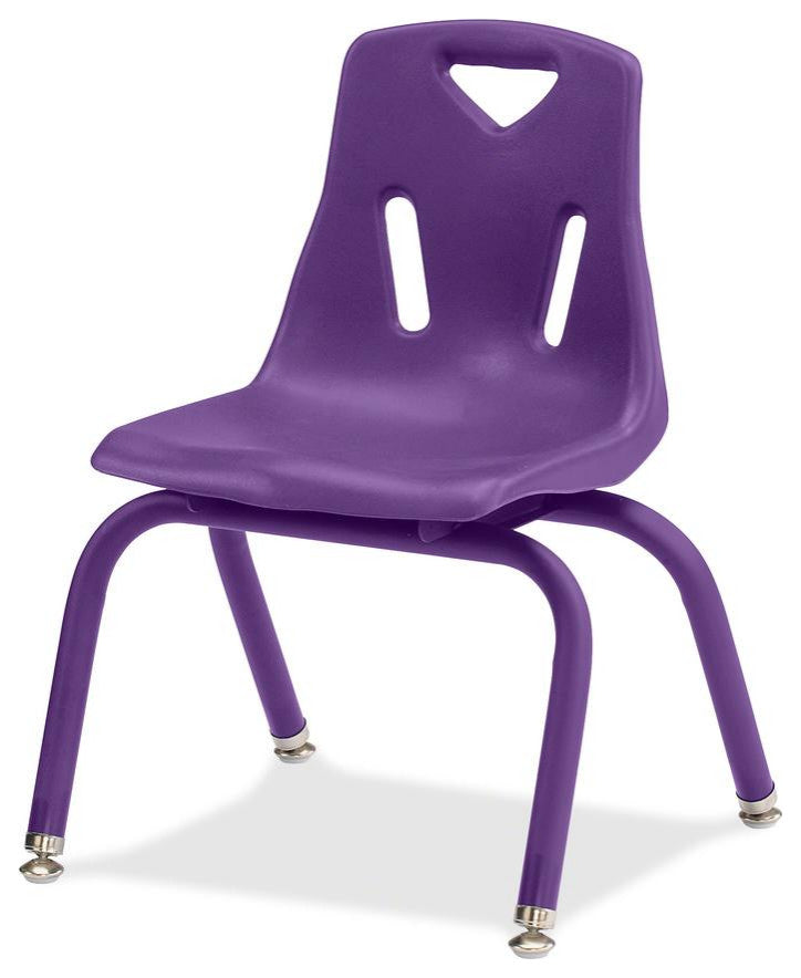 Berries Stacking Chair, Steel Frame, 4-Legged Base, Purple