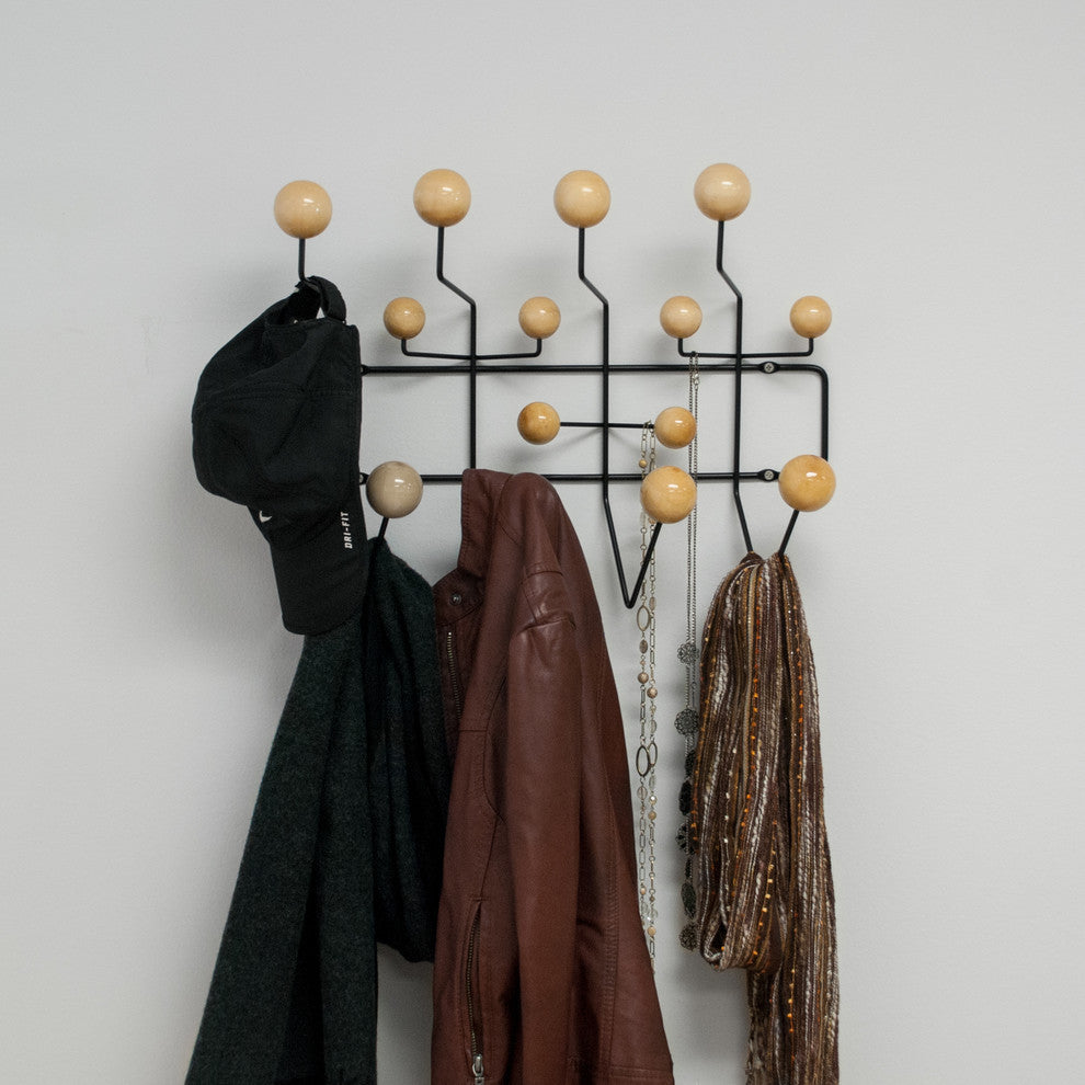 Mod Made Mid Century Modern Bubble Coat Rack, Black/Natural