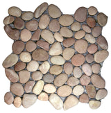 Hand-Sorted Berry Pebble Tile, 12x12 Mesh, Ideal for Showers & More