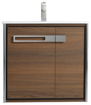 Oakville Wall Mount Bathroom Vanity, Walnut Ebony, 24", Chrome Hardware