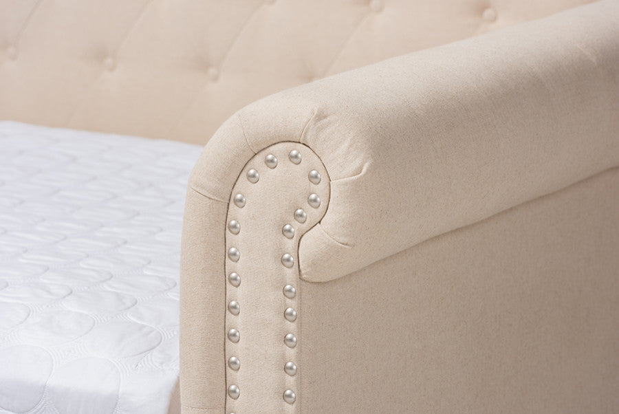 Mabelle Modern and Contemporary Beige Fabric Upholstered Full Size Daybed