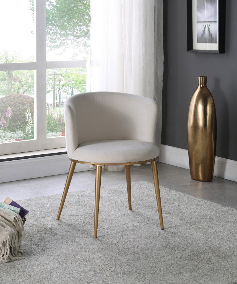 Skylar Dining Chair, Set of 2, Cream Velvet, Brushed Gold Iron Legs